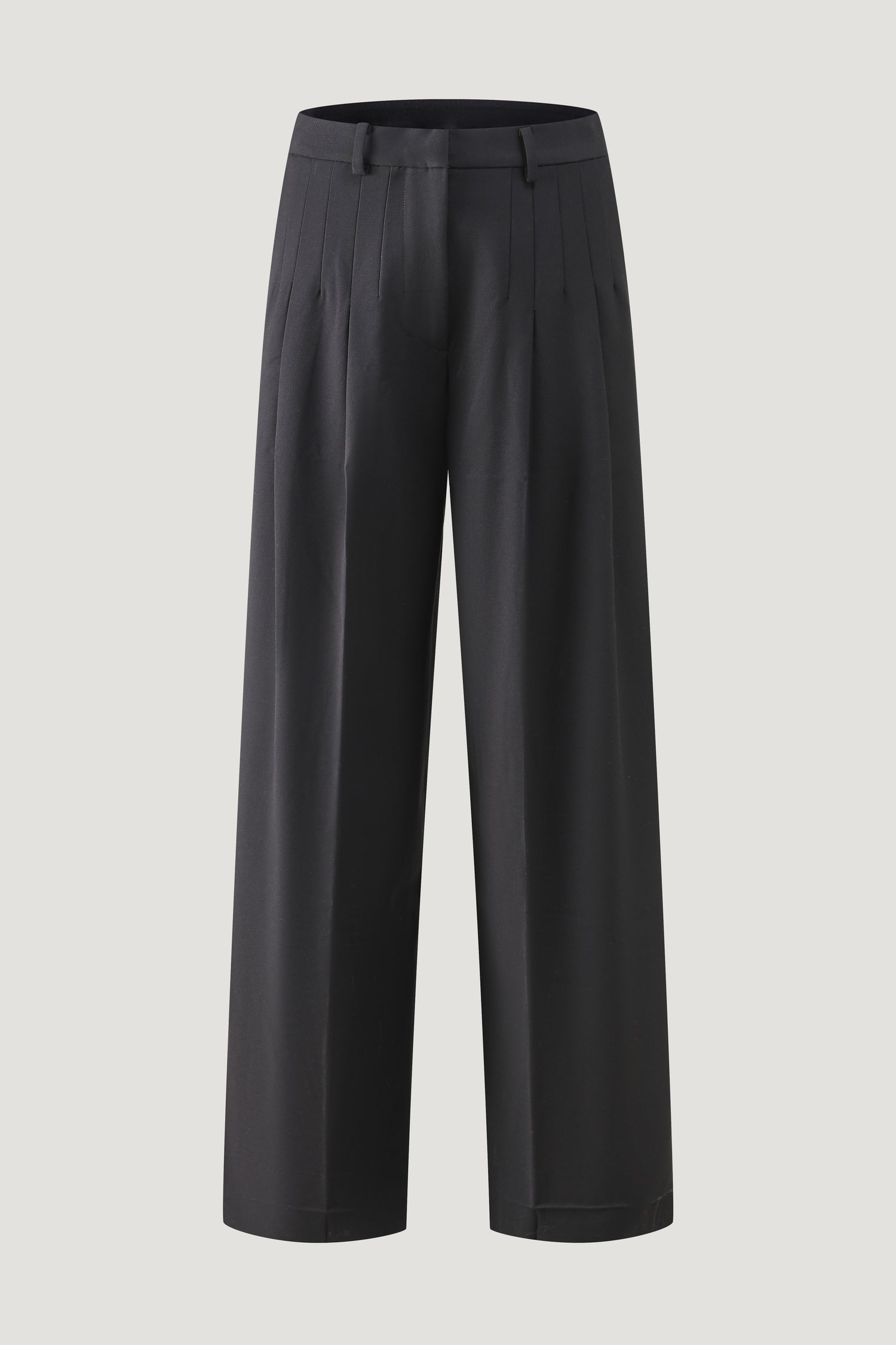 Wool Pleated Tapered Trousers
