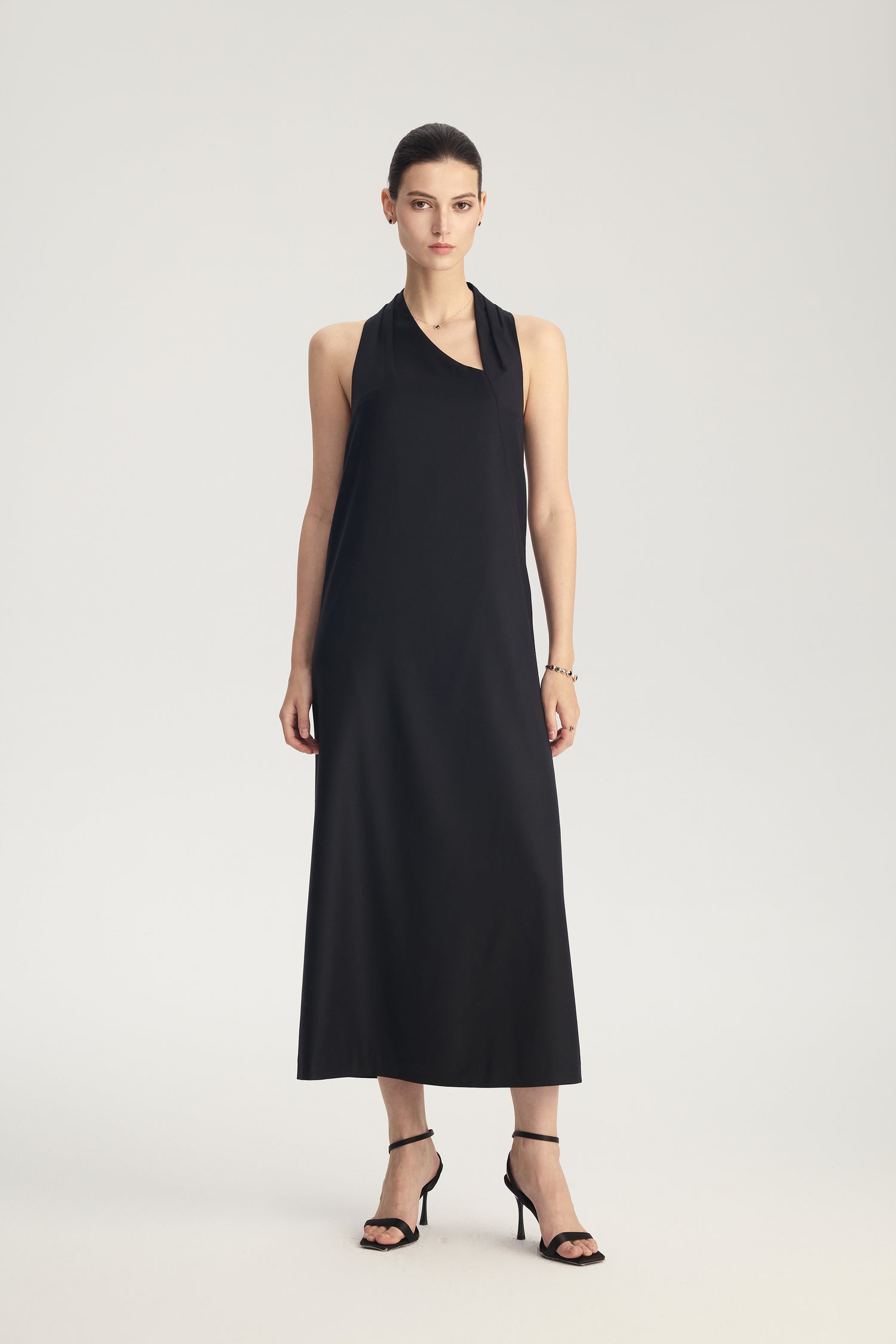 Four Seasons Wool Asymmetric Halter Dress