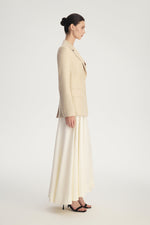 MIRA Bamboo Tailored Single-Breasted Blazer in Oatmeal – front view