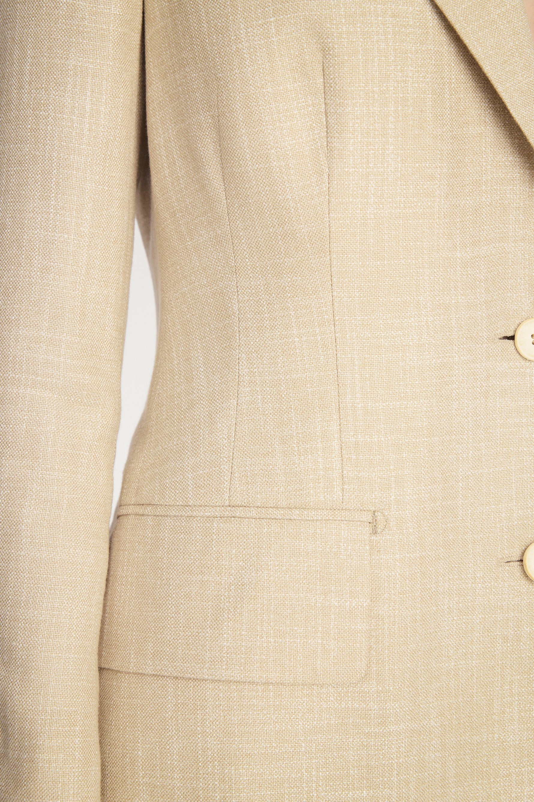 MIRA Bamboo Tailored Single-Breasted Blazer in Oatmeal – view 4